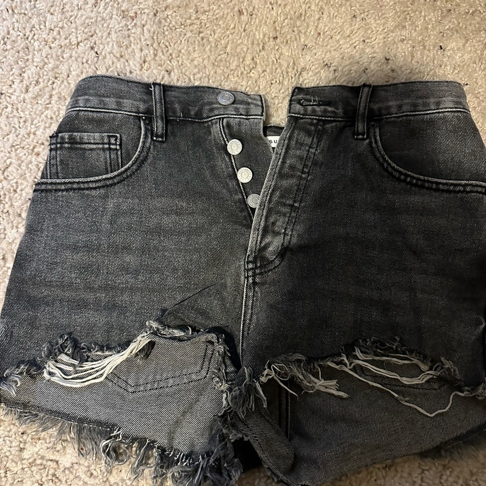 Pacsun Distressed Black Denim Shorts